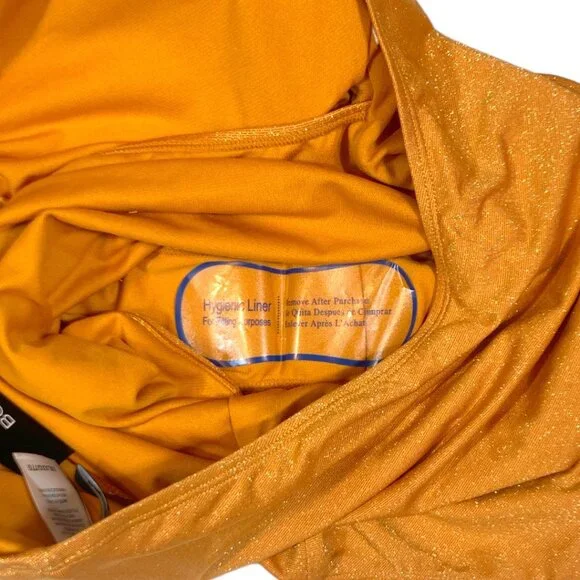 BCBG Paris Knotted Bandeau Adjustable Strap 1PC Swimsuit Shimmer Gold XXL New - Picture 6 of 7